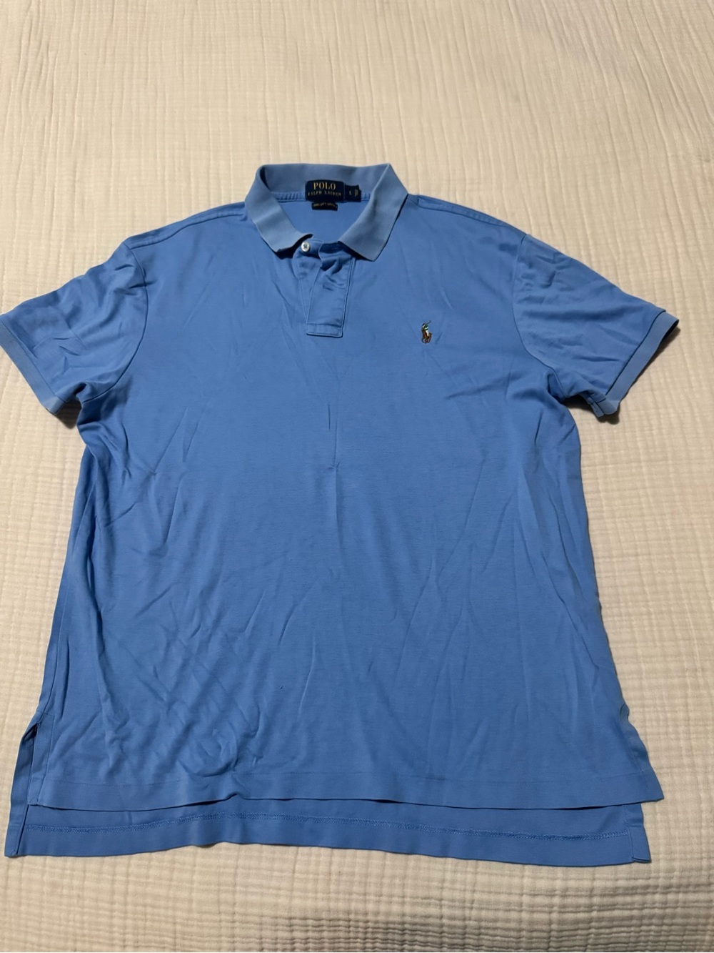 Ralph Lauren Men's Sky Blue Polo with Contrast Collar